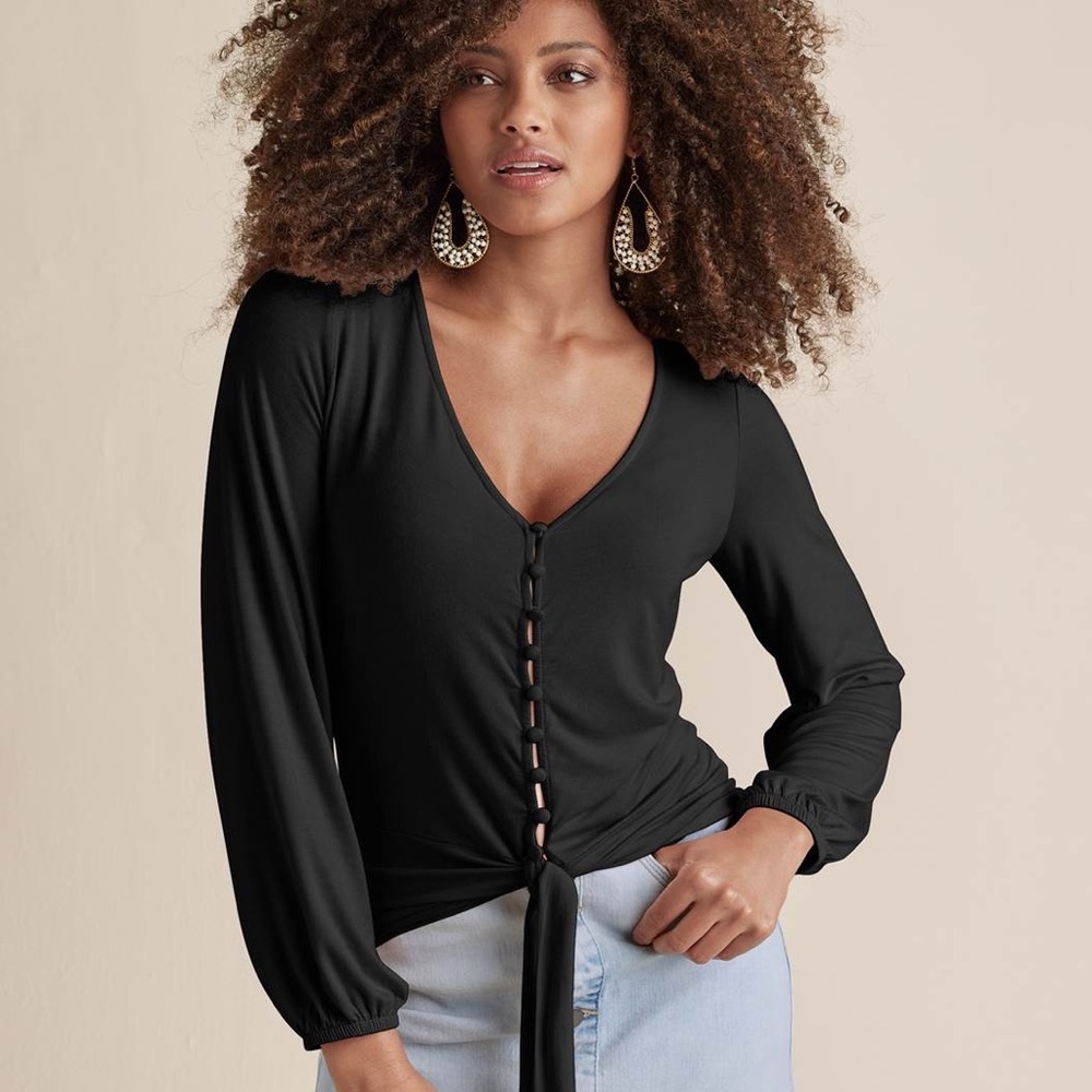 Venus Tie Front Button-Up Top